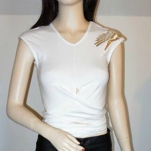 Pica (Planet Blue) Crop wrap tie top Sz Small